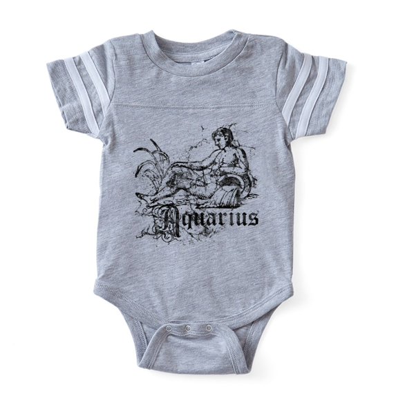 CafePress - Zodiac Distressed Aquarius_Wh Baby Football Bodysu - Cute Infant Baby Football Bodysuit