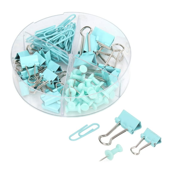 Office Clip Set Colorful Metal Rustproof Push Pin Paper Clips Flipchart Clip Set, Durable and Rustproof, Suitable for Documents, Paper, Household Goods (Light Blue)