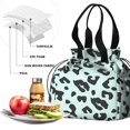 thumbnail image 4 of Light Blue and Black Of Leopard Print Drawstring Lunch Bag Women - Drawstring Lunch Bag Insulated for Work Office - Stain-Resistant Large Lunchbags for Women with Multi-Pockets, 4 of 6