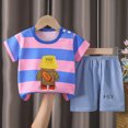 thumbnail image 2 of KPOPLK Toddler Baby Girls Clothes 0 3 6 9 12 18 Months 2T 3T 4T T-shirt + Linen Shorts Cute Summer 2Pcs Outfits Set(3-4 Years,Purple), 2 of 5