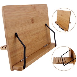 Adjustable Floor Book Stand – Extends To 68.9 Inches, Wooden Tablet & Cookbook Holder, Hands-Free Reading Stand