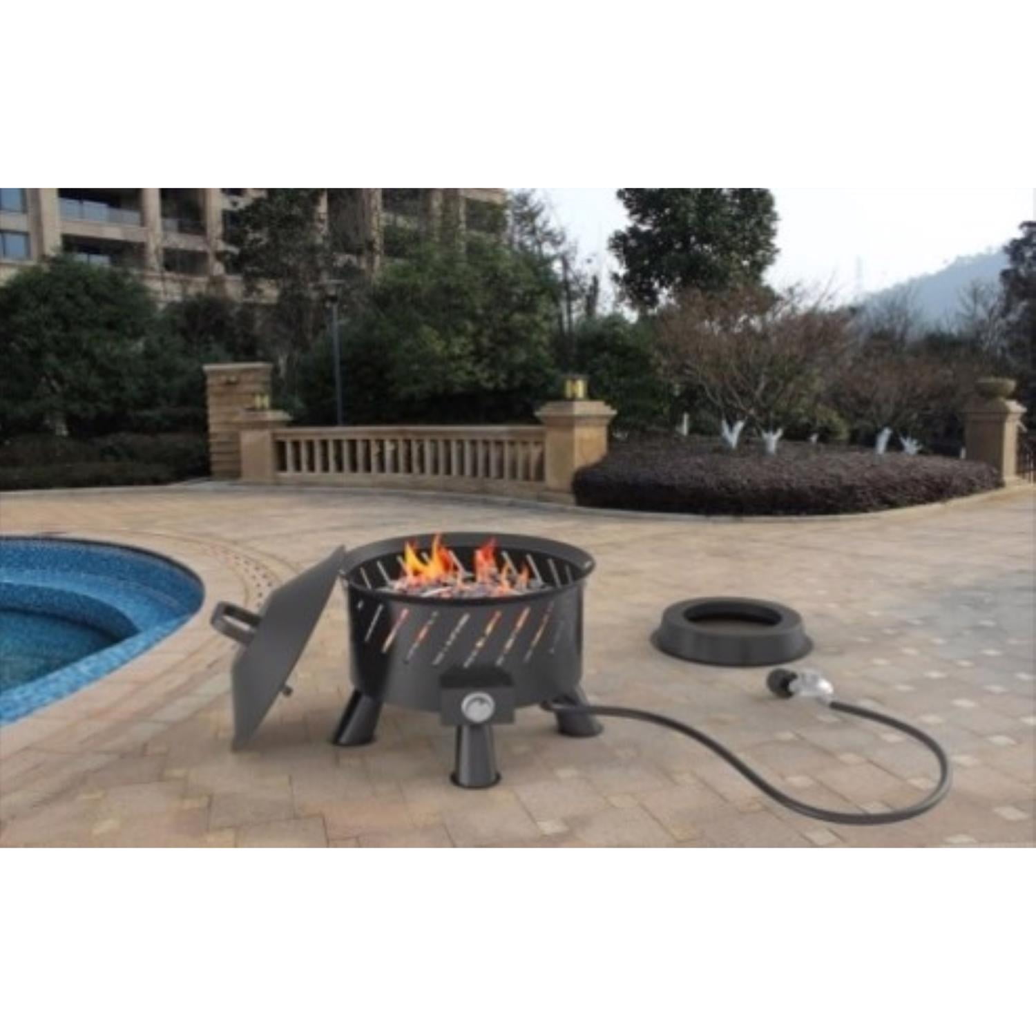 Living Accents Steel Round Propane Fire Pit Black 22"