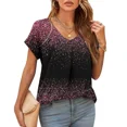 thumbnail image 4 of RWJDXD RWJDXD Ample et Confortable en Été T-Shirt de Luxe à Imprimé Étoile pour Femmes Mode Col en V Manches Courtes pour Dames Hauts Surdimensionnés Blouse Décontractée d'Été T-Shirts de Designer pour Femme, 4 of 7