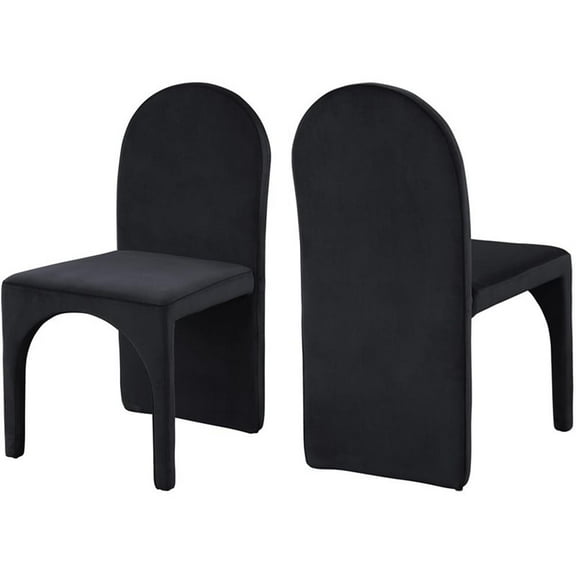 Pemberly Row Modern Black Velvet Dining Side Chair (Set of 2)