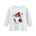 thumbnail image 4 of EnJoCho Girls Halloween T-Shirt Cute Ghos𝗍 Pumpkin Coffee Graphic Short Sleeve Tee Top for Kids Teens Holiday Party Trendy Summer Clothes, 4 of 4