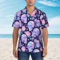 thumbnail image 2 of Rateoe crystal Skull flower Pattern Men’s Hawaiian Shirt – Short Sleeve Button-Down Tropical Beach Shirt, Lightweight & Breathable Casual Aloha Shirt with Pocket,, 2 of 7