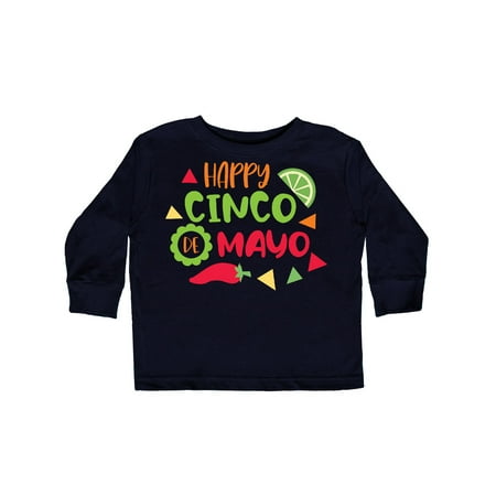 

Inktastic Happy Cinco De Mayo with Lime and Red Pepper Gift Toddler Boy or Toddler Girl Long Sleeve T-Shirt