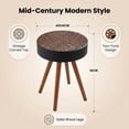 thumbnail image 6 of GZXS Modern Boho Round End Table, Two-Tone Accent Side Table with Carved Top, Sturdy Solid Wood Legs, 100 lbs Load Capacity, Easy Assembly, 15.75" Dia x 22.05" H, Black+Brown, 6 of 10