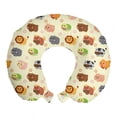 thumbnail image 1 of Nursery Travel Pillow Neck Rest, Animals with Simplistic Art Design Lion Bear Bunny Cow with Flowers, Memory Foam Traveling Accessory Airplane and Car, 12", Multicolor, by Ambesonne, 1 of 2