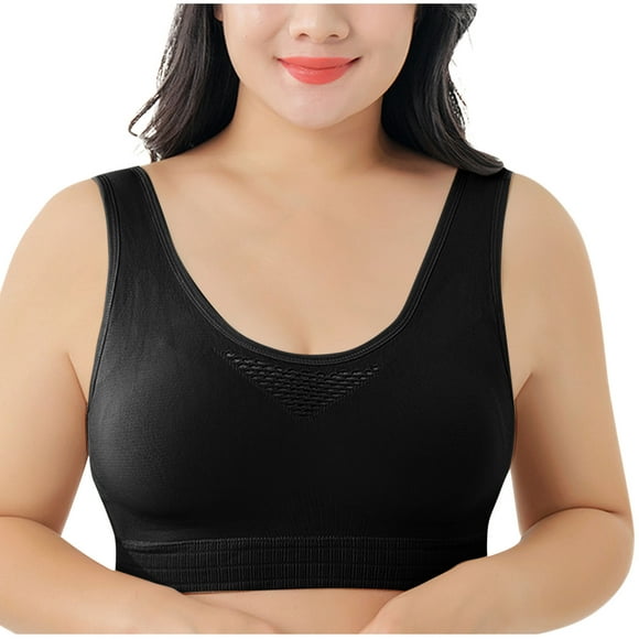 Xfvqtps Soutien-Gorge de Sport Grande Taille pour Femmes, Bretelles Standard, Rembourré en Maille Respirante, Yoga, Soutien-Gorge d'Exercice Athlétique, Soutien-Gorge de Sport à Fort Impact pour Forte Poitrine, Noir
