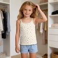 thumbnail image 5 of Nilvkv Cute Shirts for Girls, Girls Tank Tops, Kids Bow Detail Crisscross Strap Lace Trim Cami Top Layer Yellow 6-7 Years, 5 of 5