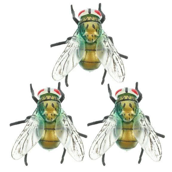 LOLIPPYY Set of 3 Realistic Plastic Fly Figurines Solid Construction Collectible Insect Models