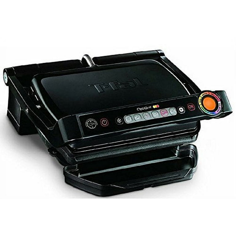 T-fal GC702853 OptiGrill Indoor Electric Grill with Removable and  Dishwasher Safe Plates, 1800W, Black 