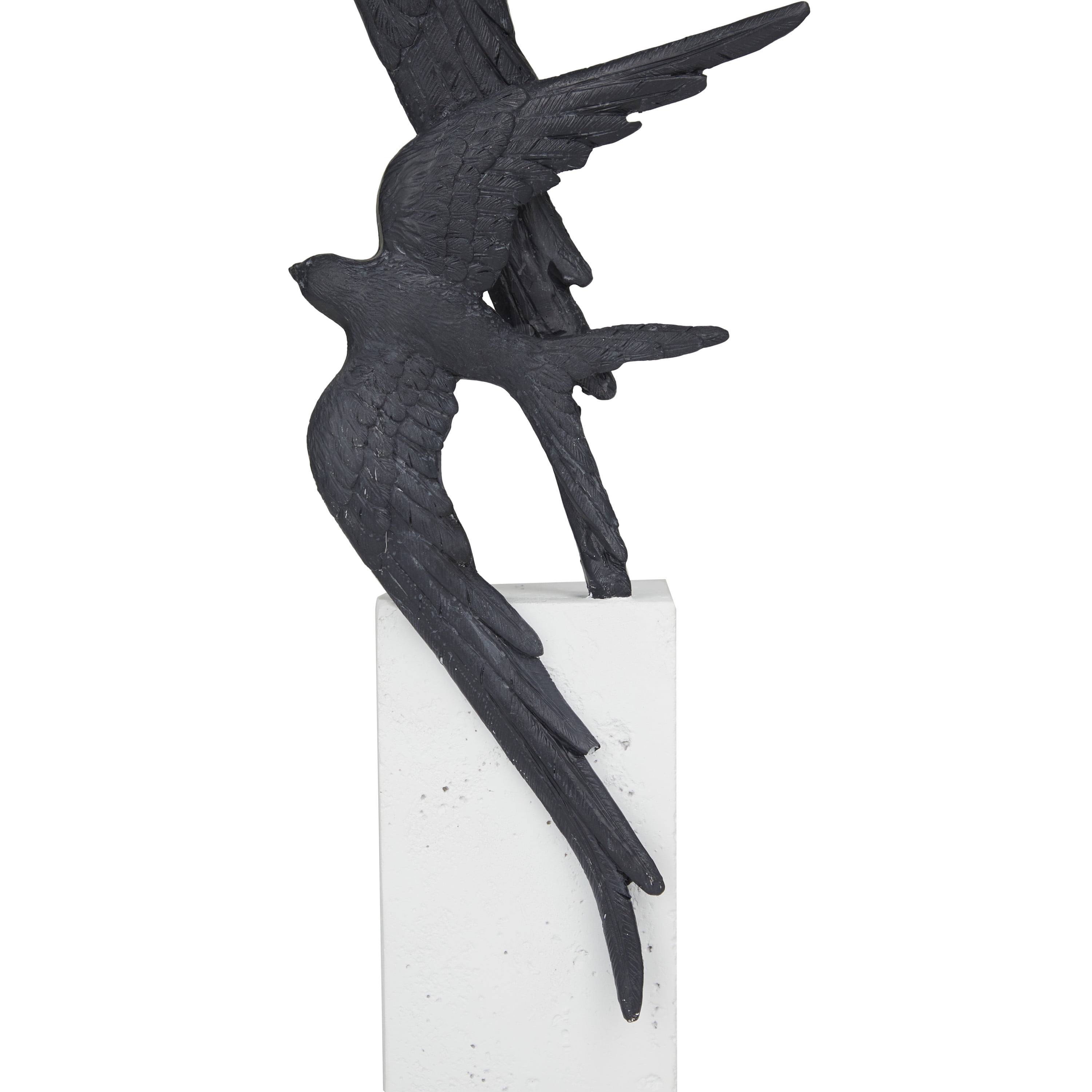 7" x 20" Black Polystone Bird Sculpture, by DecMode