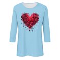 thumbnail image 4 of Jienlioq Chandail en Molleton de la Saint-Valentin pour Femmes Imprimé Décontracté Col Rond Manches 3/4 Bleu Ciel TG, 4 of 4