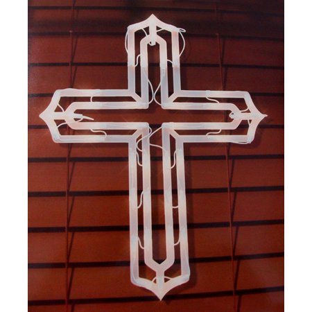 20" Lighted Religious Cross Easter Window Silhouette 