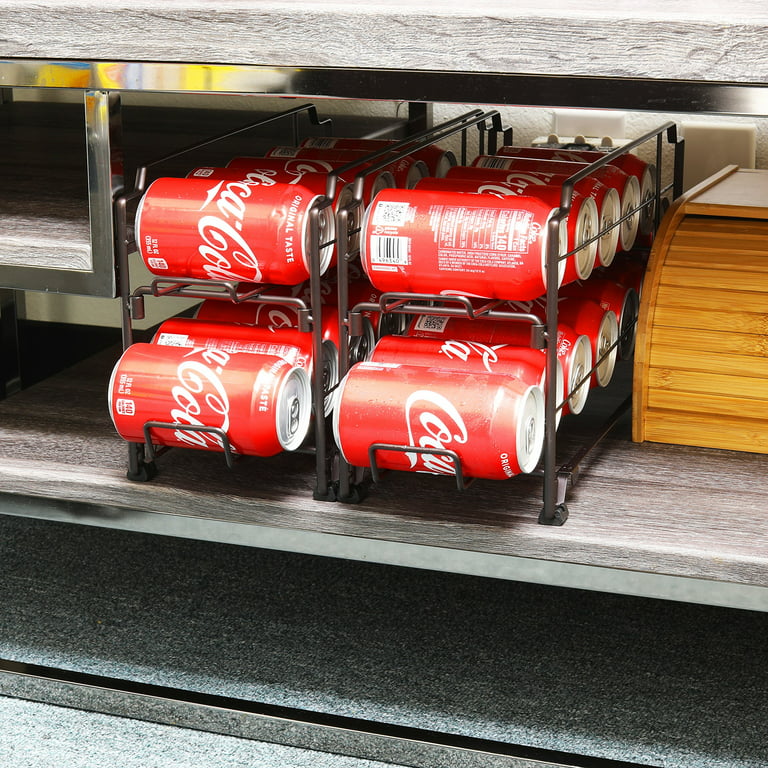 ShellKingdom Stackable Beverage Soda Can Dispenser Organizer Rack, [2 Set]  Rolling Beverage Rack, Can Storage Holder for Pantry Refrigerator (Black) -  Yahoo Shopping