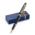 thumbnail image 1 of Pluma estilográfica Waterman Expert negra brillante con borde dorado de 23 quilates, 1 of 8