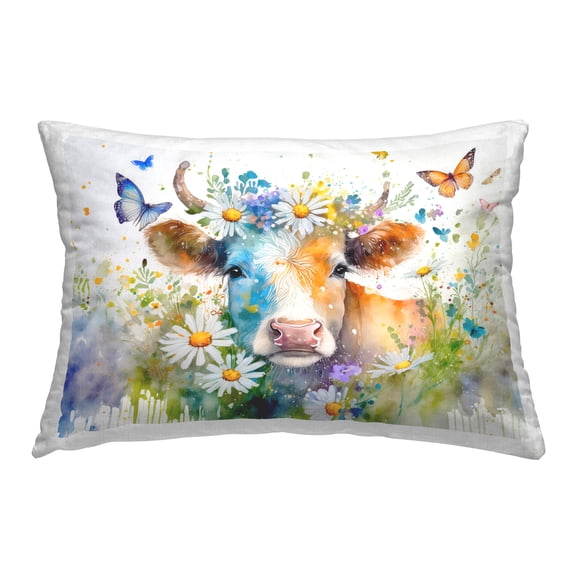 Stupell Industries Modern Cottage Cow Decorative Printed Throw Pillow Design by Alina Georgescu.