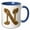 Blue/White, variant on 3drose, Elegant Image of Gold Victorian Ornate Monogram Initial N, 11oz Two-tone Green Mug