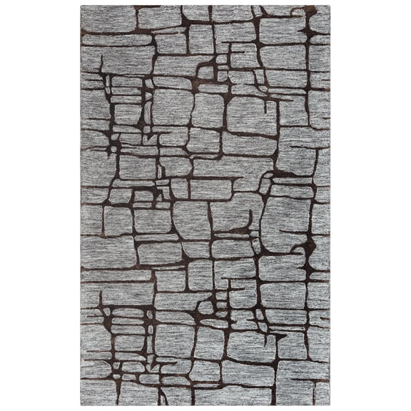 Rizzy Rugs Becker Area Rug BKR104 Charcoal Cubes Blocks 5' x 8' Rectangle