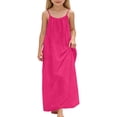 thumbnail image 2 of MUXiin Girls Dresses Summer Backless Cami Dresses for Girls Cami Lounge Dress Backless Sleeveless House Dress Long Sundress with Back Tie Hot Pink,140(12-13 Years), 2 of 5