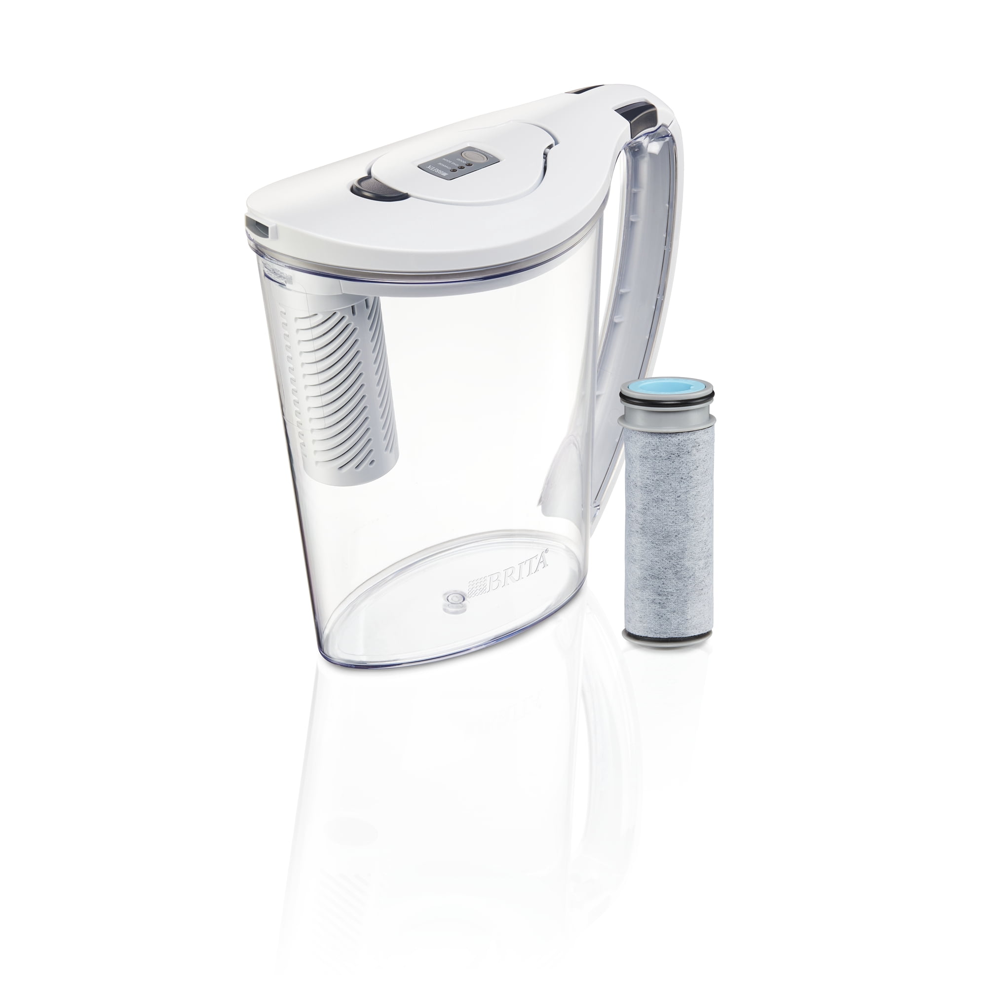Brita 10 Cup Stream Filter as You Pour Water Pitcher with 1 Filter, Hydro, BPA Free, Chalk White