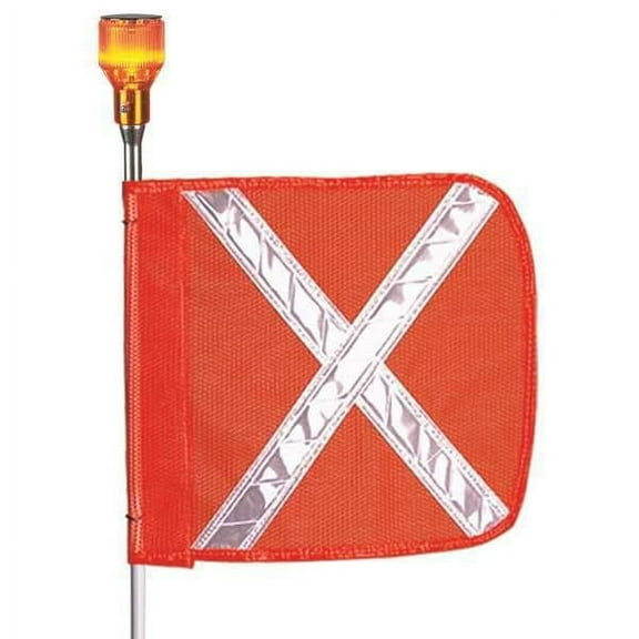 Checkers Warning Whip with Reflective X Flag, White Whip, Orange Flag FS10XL-O