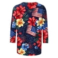 thumbnail image 4 of Utoimkio American Flag T Shirt for Women 3/4 Sleeve Graphic Shirts Crew Neck Red White and Blue Tee Tops Casual Fourth of July Outfits Size S-5XL, 4 of 5