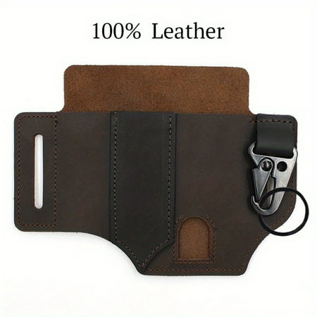 

Premium leather multitool sheath organizer-durable belt loop pouch for mens EDC securely holds pen key fob flashlight-stylish & versatile