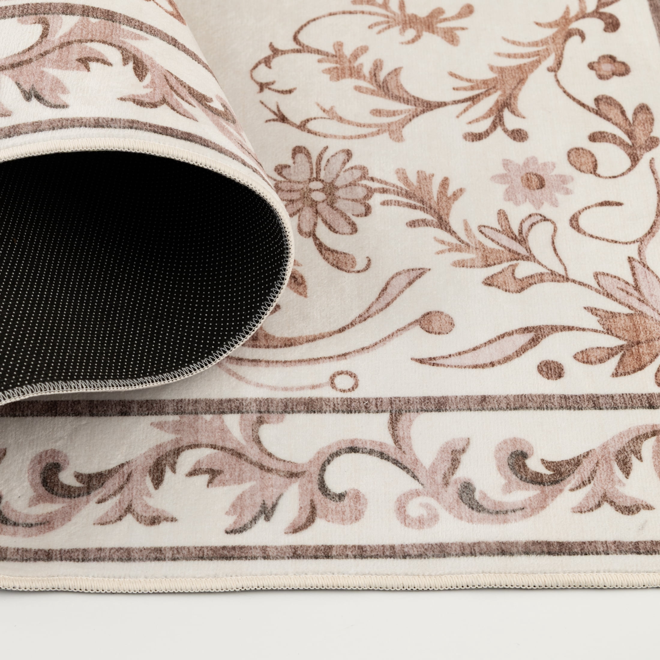 Mainstays Tan Floral Faux Fur Indoor Area Rug, 4 ft x 5 ft 6 in