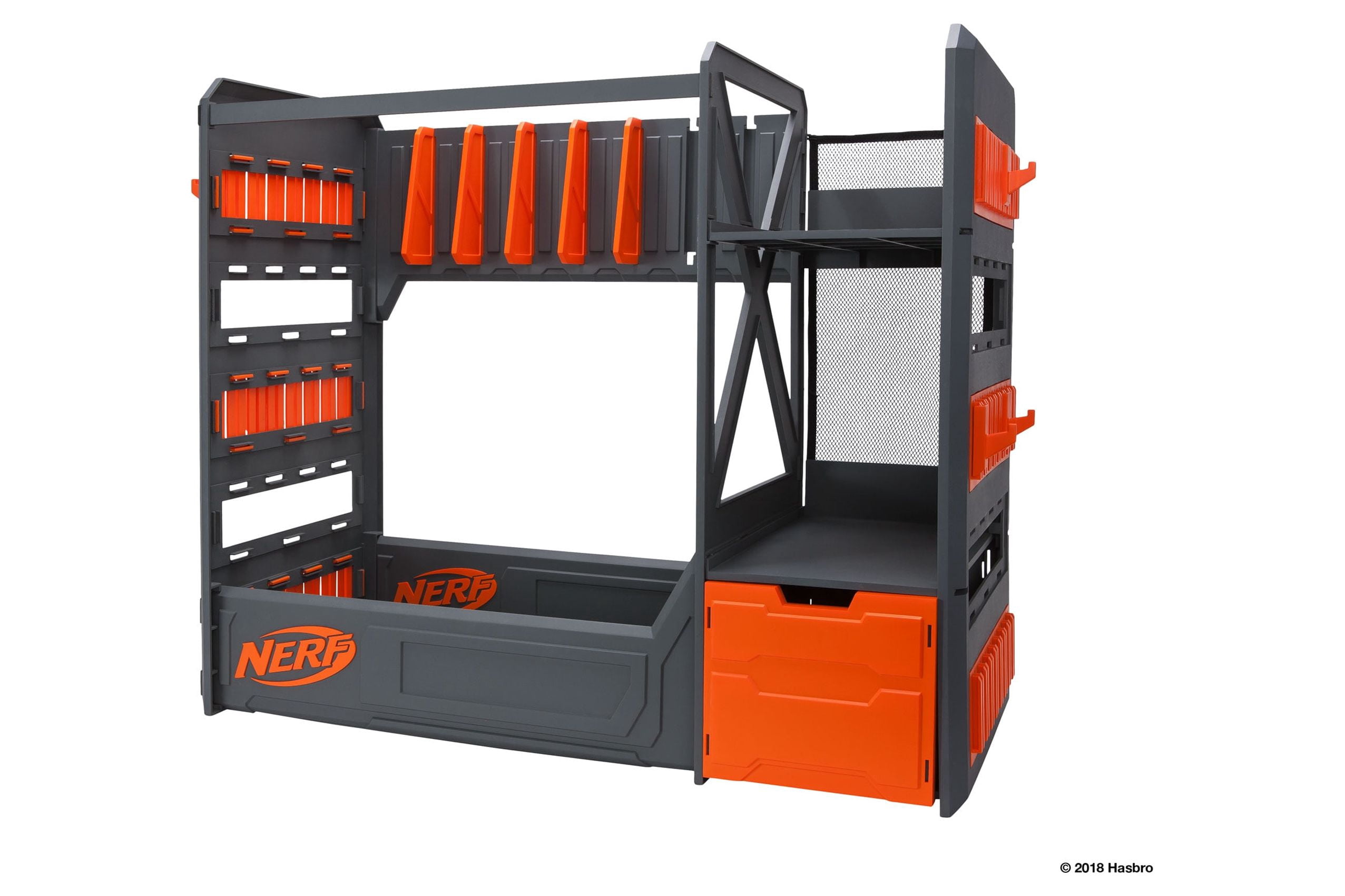 NERF Blaster Rack - Storage Unit with Shelf, Hooks, and Drawer for Blasters plus Accessories