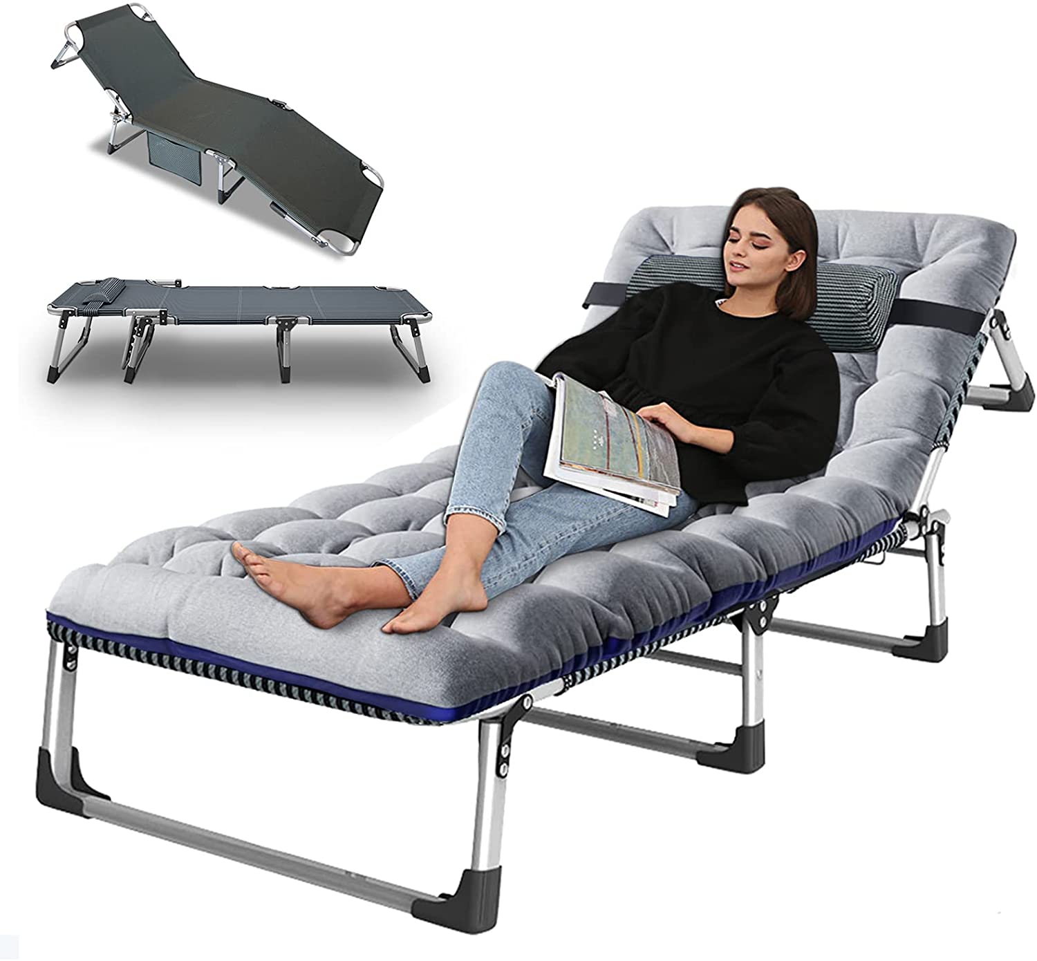 Slsy 4Fold Folding Camping Cot for Adults & Kids, Adjustable 4