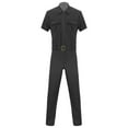 thumbnail image 3 of Zaldita Men's Work Overalls One Piece Mechanics Workwear Lightweight Jumpsuits Short Sleeve Suits Black XL, 3 of 7