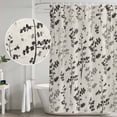 thumbnail image 5 of Black Grey Botanical Shower Curtain, Waterproof Shower Curtains for Bathroom, Rustic Country Spring Floral Summer Leaf Washable Fabric Bathtub Curtain Set Bath Decor with 12 Hooks 72"x78", 5 of 8