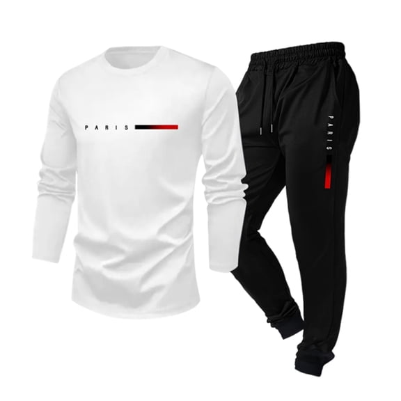 Dresfit Track Suits Mens Crewneck Long Sleeve Shirts & Pants Summer 2026 Lightweight Athletic 2 Piece Sets Graphic Big and Tall Loose Tracksuit M