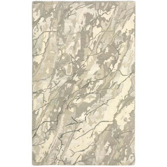 Moretti Futura Area Rug 68008 Contemporary Beige Petals Leaves 5' x 8' Rectangle