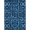 thumbnail image 2 of 9' X 12' Navy and Gray Floral Medallion Washable Non Skid Indoor Outdoor Area Rug, 2 of 3