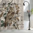 thumbnail image 2 of Owl Tree Branch Flower Fabric Shower Curtain Vintage Postmark Washable Shower Curtains for Bathroom, Waterproof Bath Curtain with Hooks Home Decor 72x72in, 2 of 8