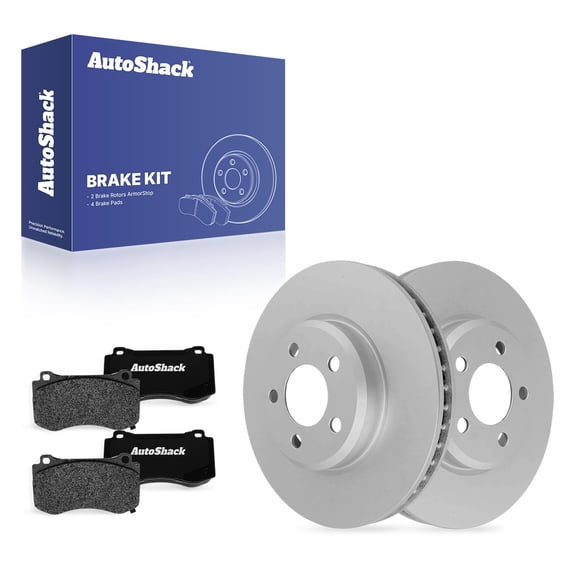 AutoShack Front Brake Rotors & Ceramic Pads for Dodge, Charger 2012, 2017-2019, 2021-2023, AWD RWD V6 3.6L V8 5.7L 6.4L - Coated - ArmorStop - 13.58" (345 mm), 5-Lug