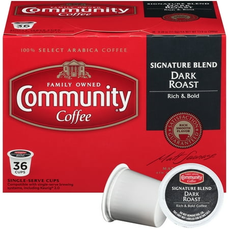 Roost Single (Community® Coffee Signature Blend Single Serve Pods, Dark Roast, 36 Count Box, Compatible with Keurig 2.0 K Cup)