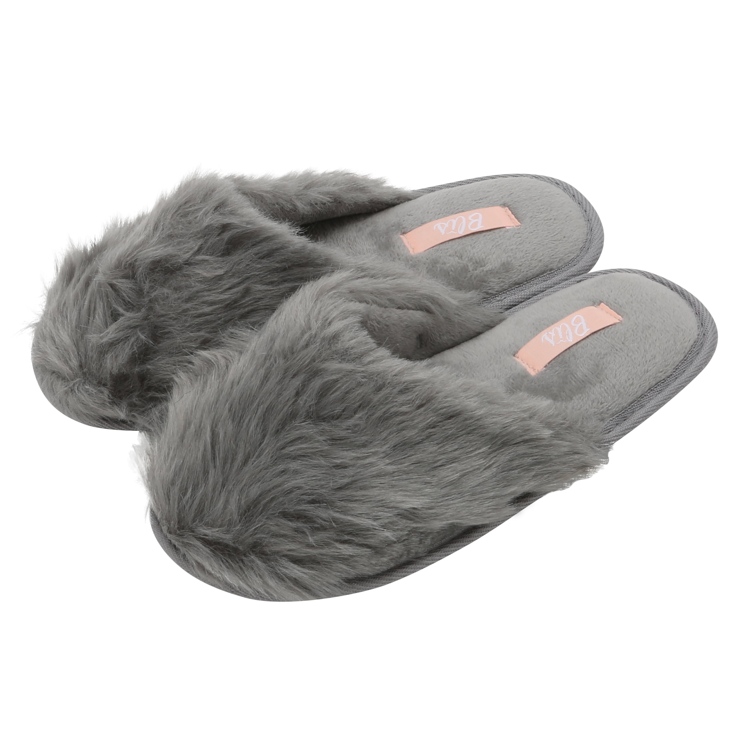 black fuzzy house slippers