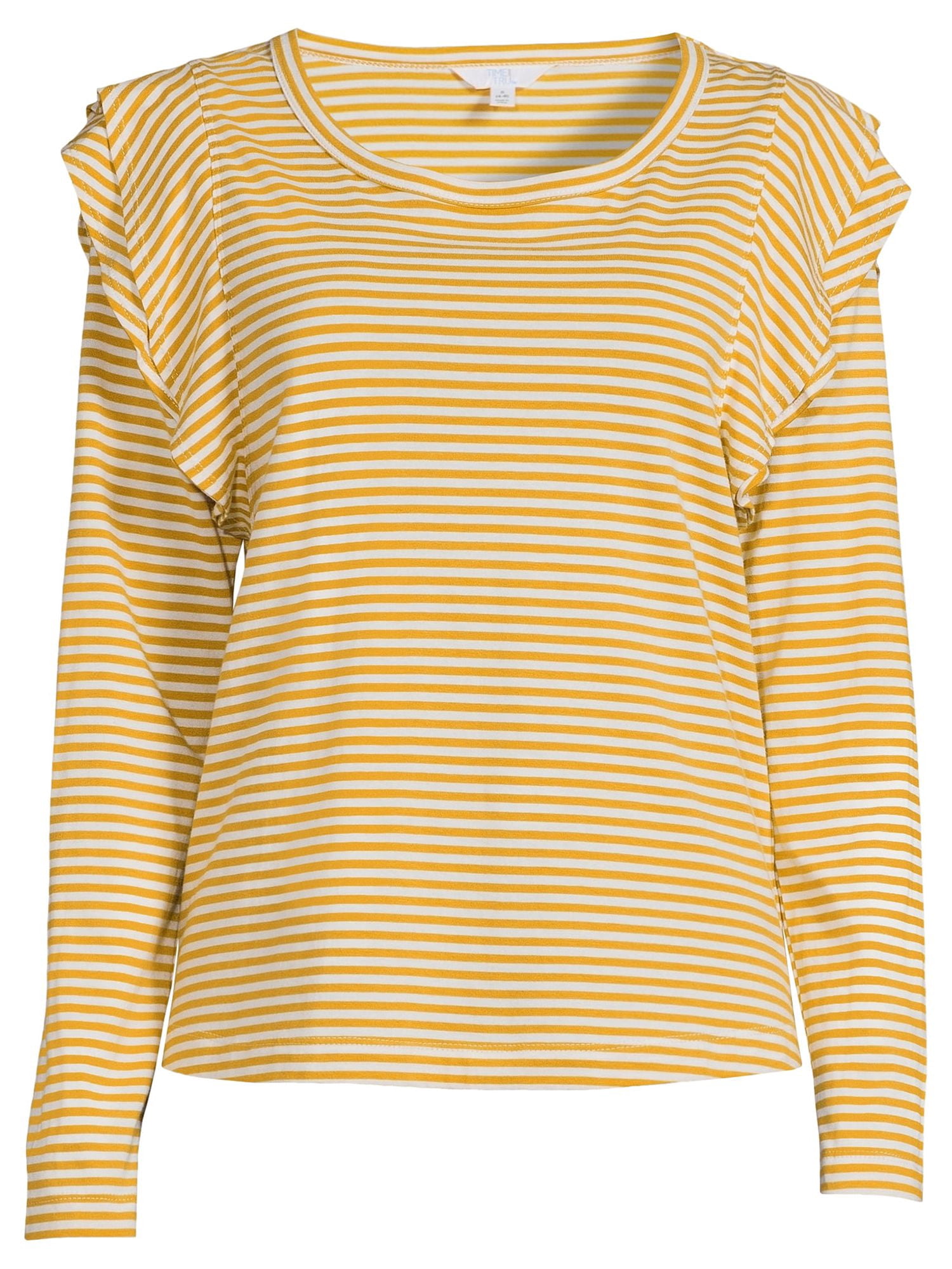 Time and Tru Women's Long Sleeve Ruffle Top