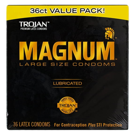 TROJAN Magnum Lubricated Latex Large Size Condoms, 36 ea (Pack of 3)