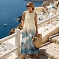 thumbnail image 4 of Jiueut Crane Bird Print Summer Maxi Dress Women, Sleeveless Tank Dress, Linen Look Long Dresses with Pockets, Loose Casual Flowy Beach Vacation Outfit, S, 4 of 7