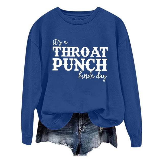 WEAIXIMIUNG Sweat-Shirt pour Femmes Tendance avec Col Mode Décontractée Couleur Unie Manches Longues Imprimé Lettre Col Rond Hoodie