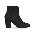 thumbnail image 3 of BLISSFUL STEP Women's Faux Suede Chunky Heel Round Toe Side Zip Ankle Boots Black 7, 3 of 8