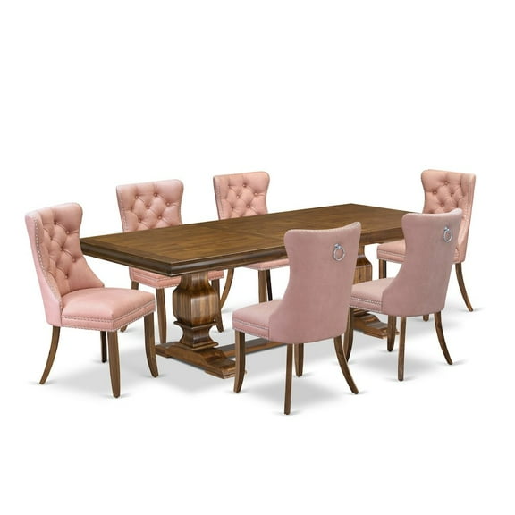 Luxe by East West Furniture 7 piece Dining Table Set of a Kitchen Table and 6 Modern Dining Chairs