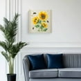 thumbnail image 2 of Canvas Print Wall Art Farmhouse Floral Sunflowers Bee Vintage Linen Background Framed Canvas Art Wall Decor Pictures Painting Morden Artwork for Living Room Bedroom, Ready to Hang, 20"x20", 2 of 4