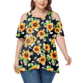 thumbnail image 5 of JuneFish Women's Plus Size Cold Shoulder Short Sleeve Tunic Top Loose Casual Blouse, 5 of 7